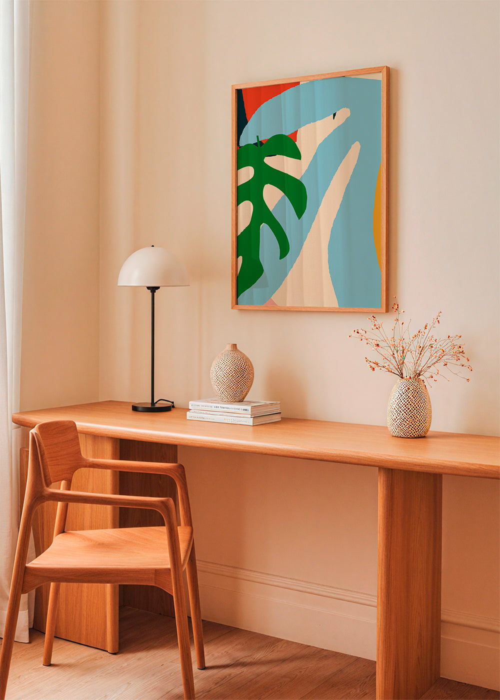 Hejre-illustration med grønt blad