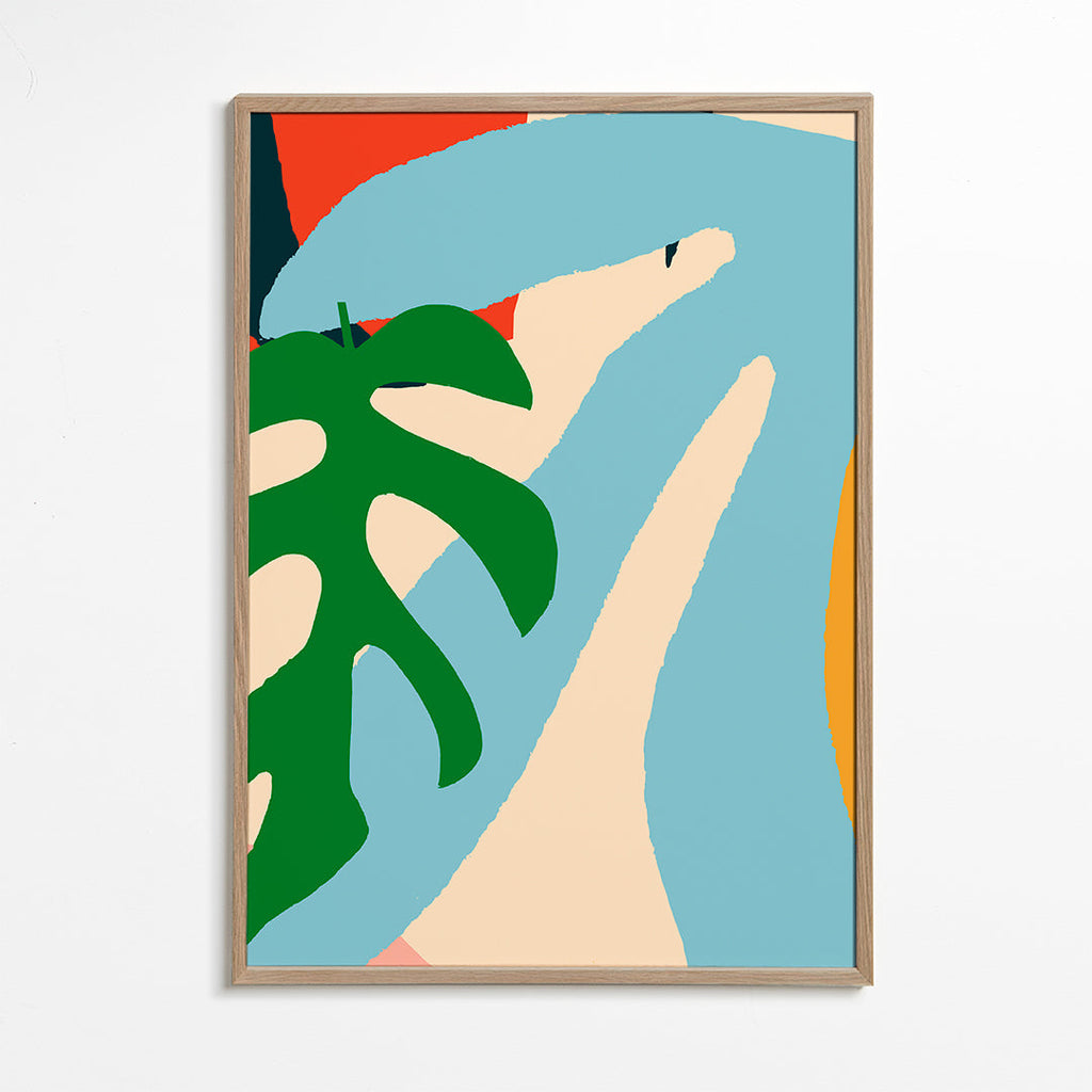 Hejre-illustration med grønt blad