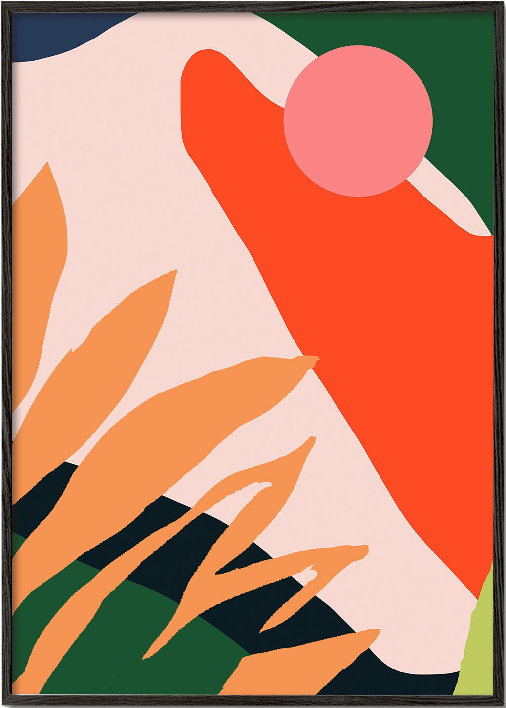 Botanisk plakat med organiske former og vivid farver