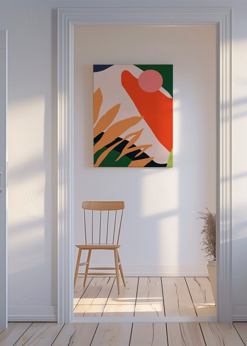 Botanisk plakat med organiske former og vivid farver