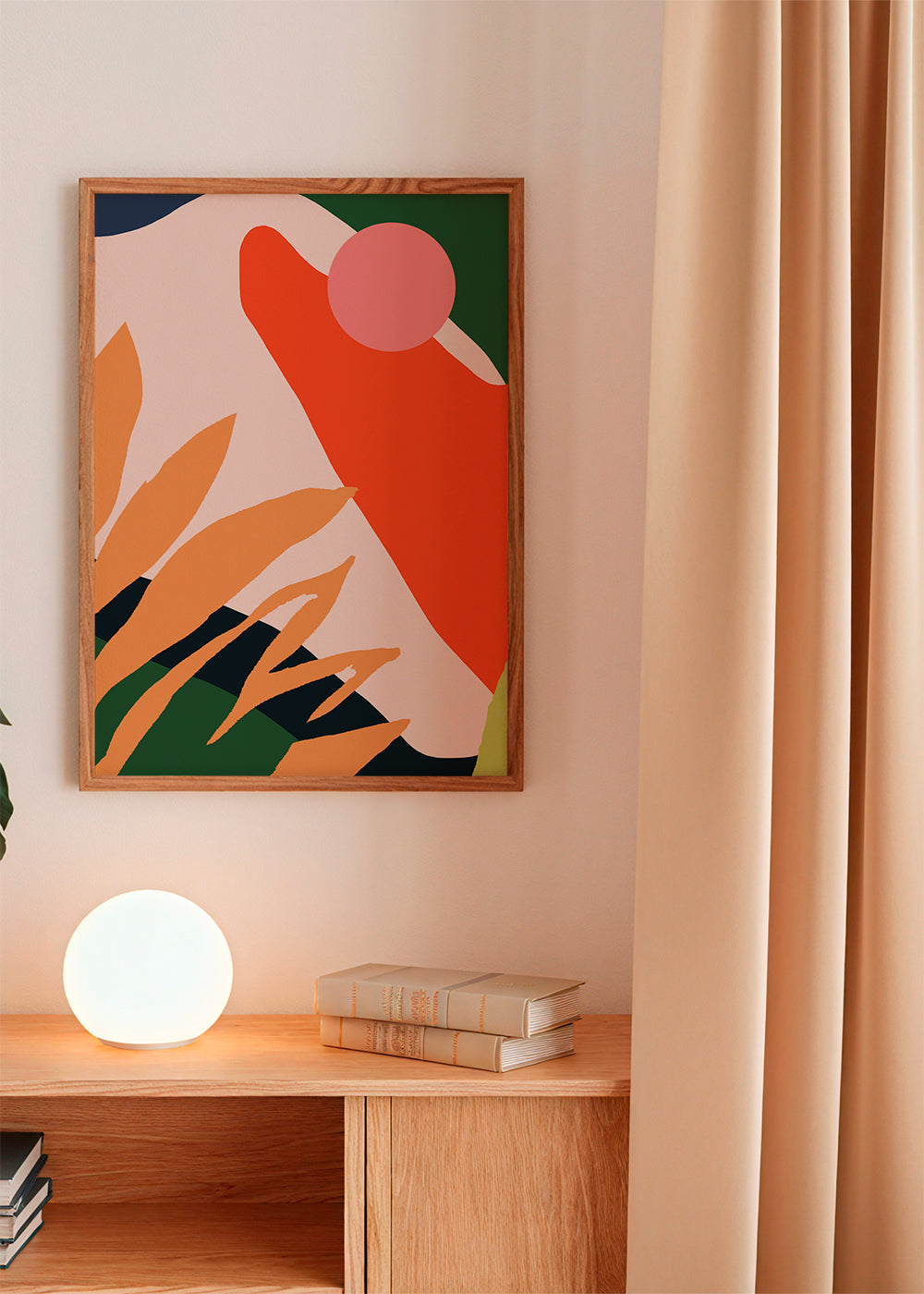 Botanisk plakat med organiske former og vivid farver