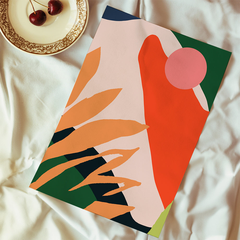 Botanisk plakat med organiske former og vivid farver