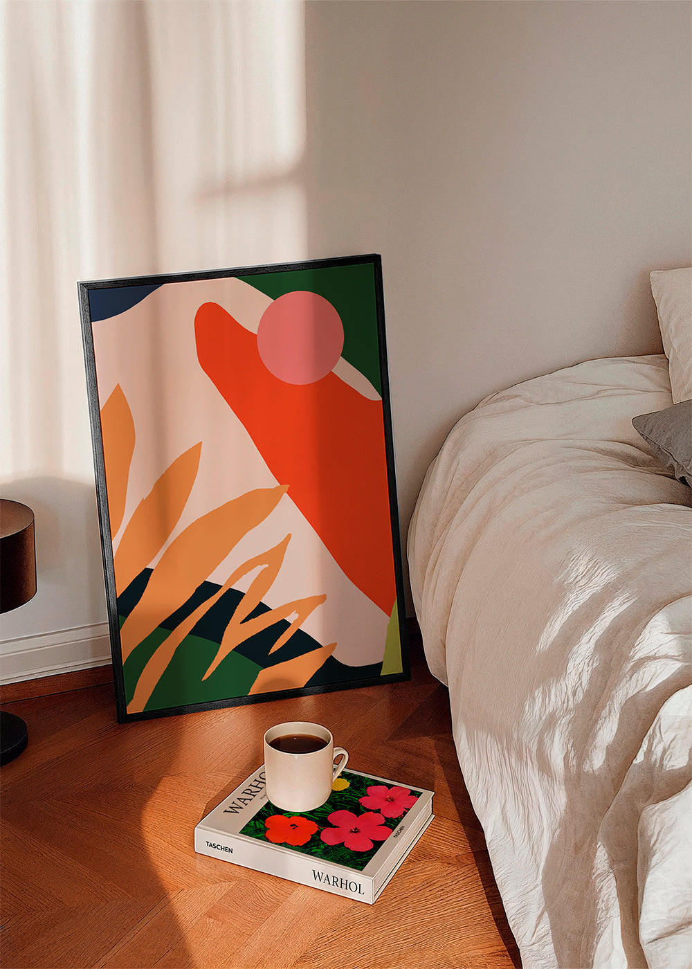 Botanisk plakat med organiske former og vivid farver