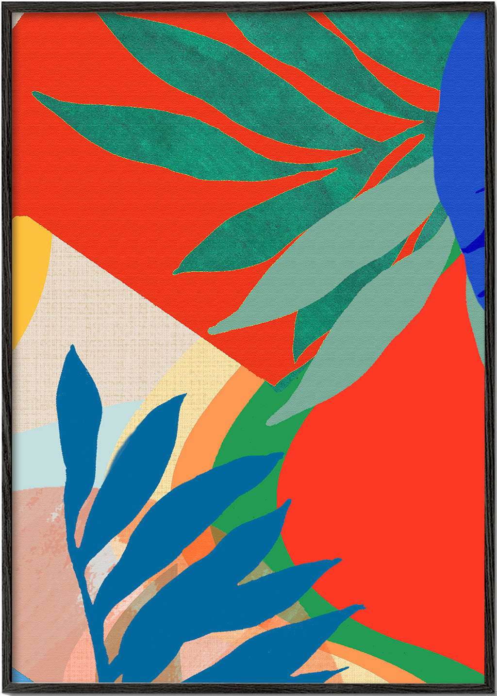 Botanisk plakat tropiske farverige blade
