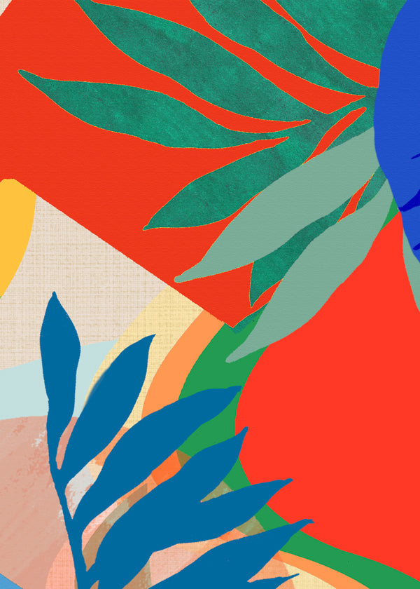 Botanisk plakat tropiske farverige blade