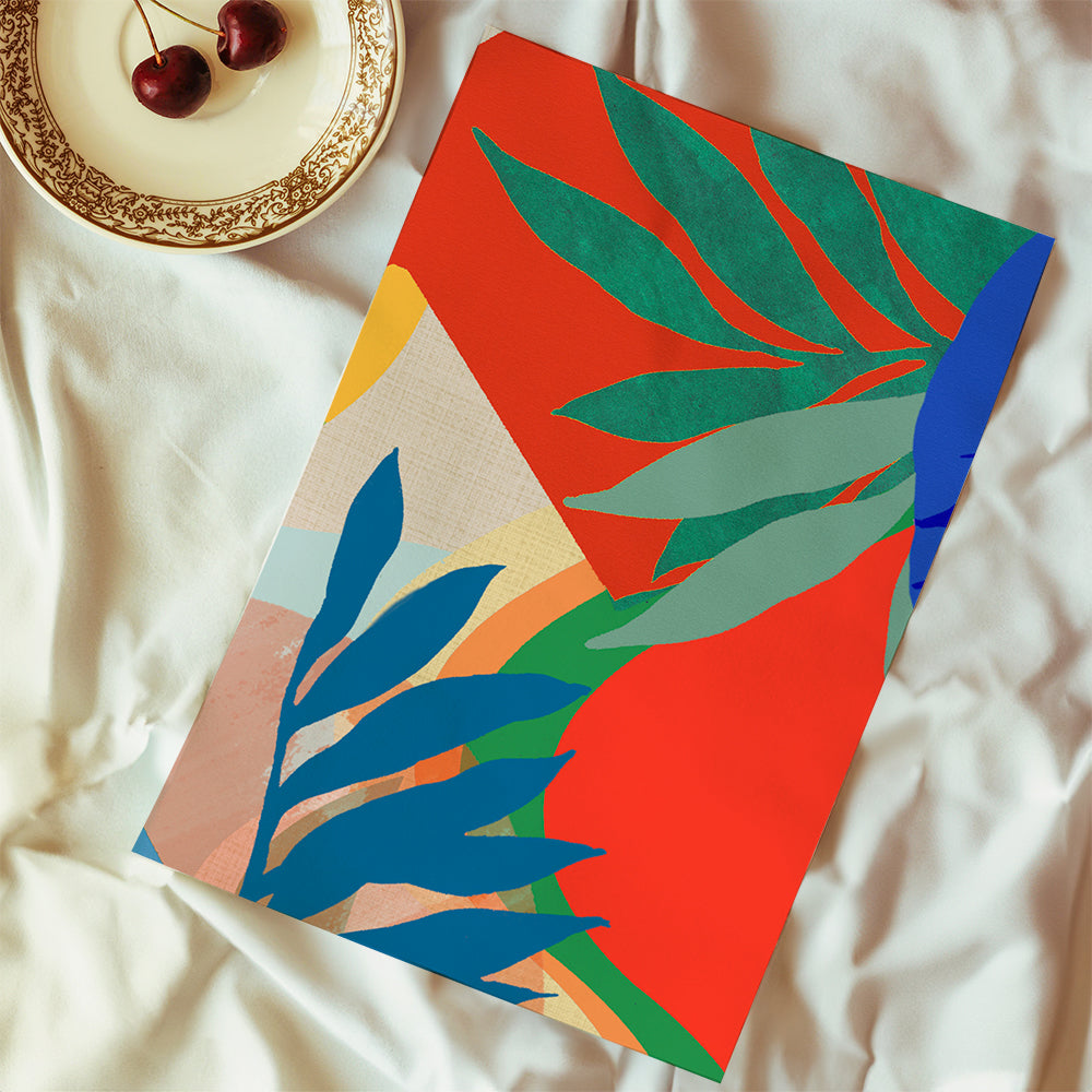 Botanisk plakat tropiske farverige blade