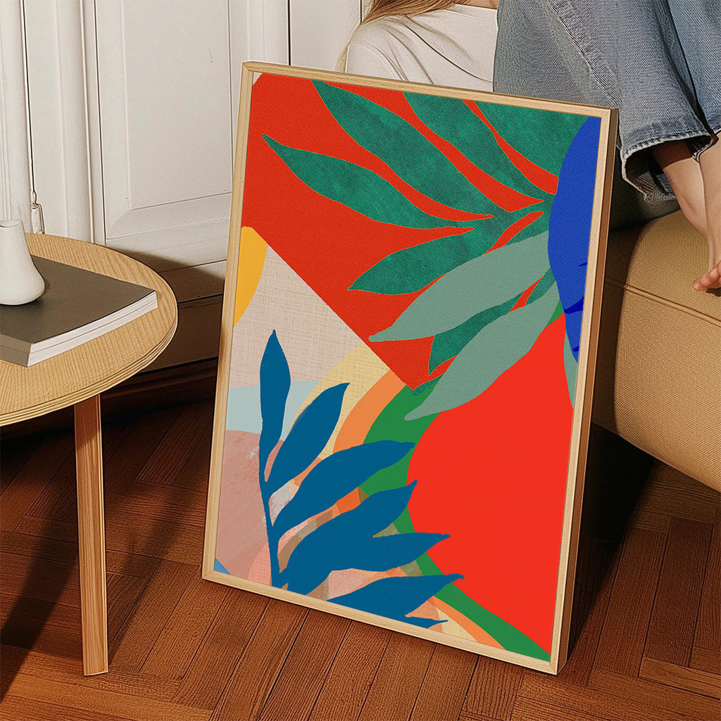 Botanisk plakat tropiske farverige blade