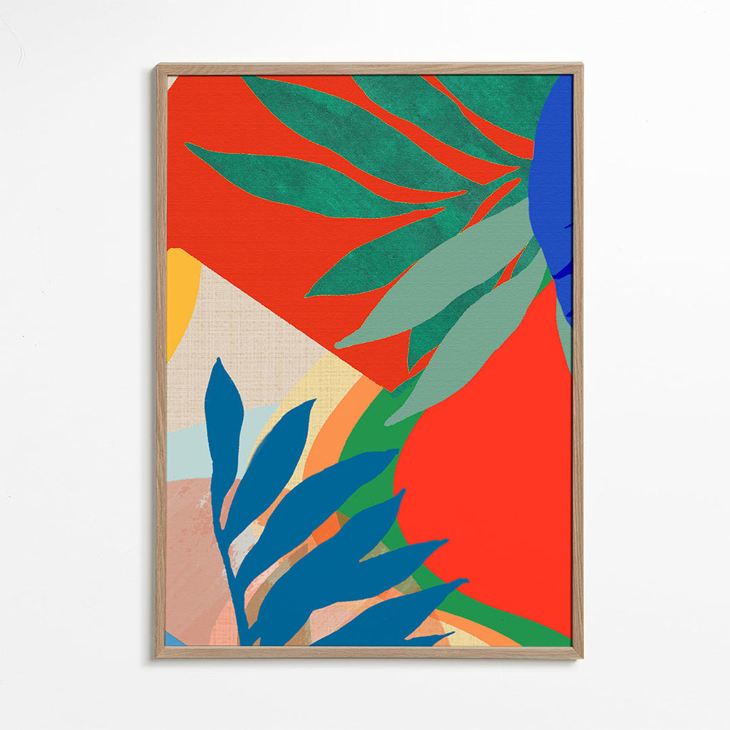 Botanisk plakat tropiske farverige blade