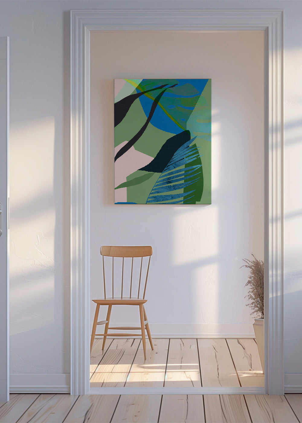 Botanisk plakat tropiske blå-grønne blade