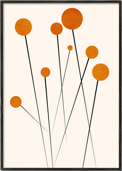 Botanisk plakat med orange cirkler