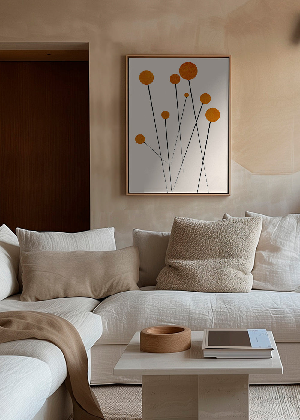 Botanisk plakat med orange cirkler