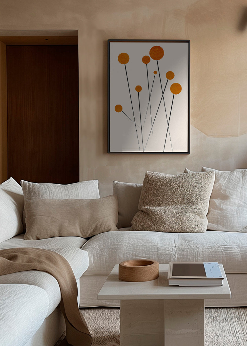 Botanisk plakat med orange cirkler