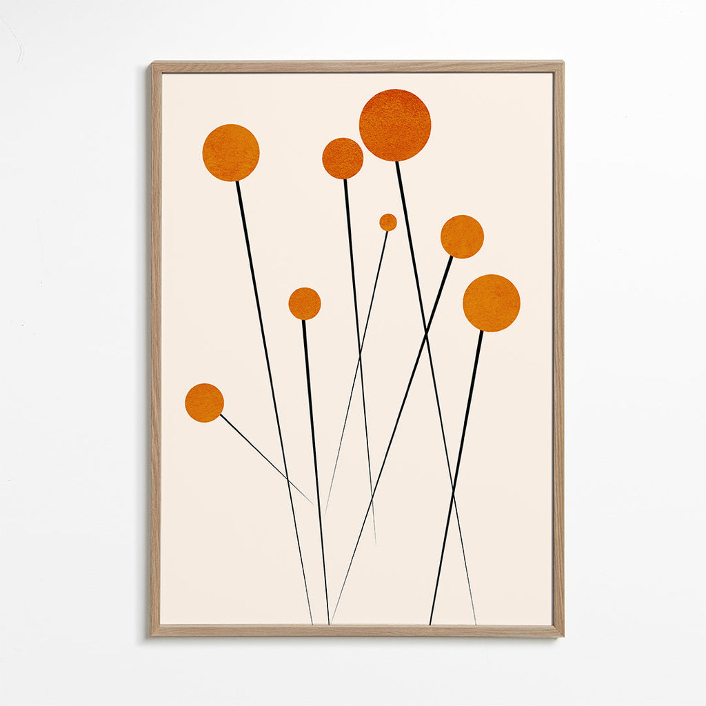 Botanisk plakat med orange cirkler