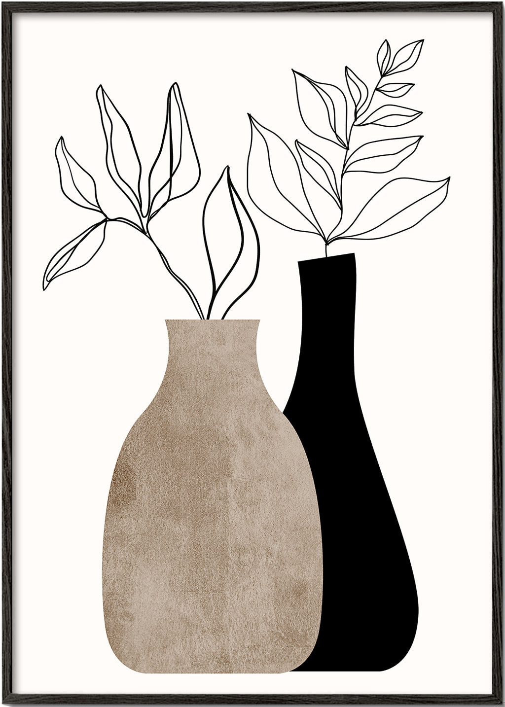 Botanisk plakat med minimalistiske vaser