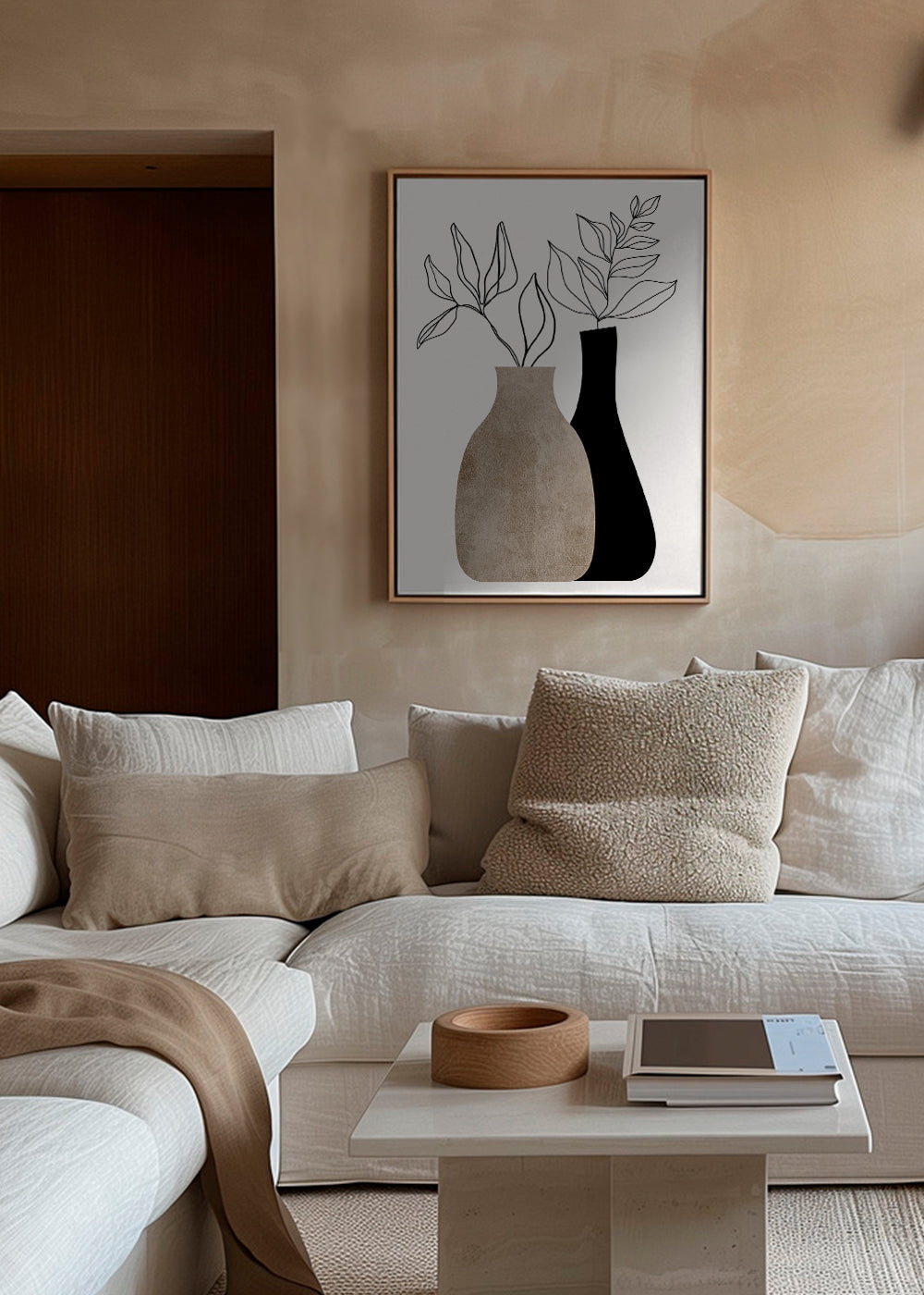 Botanisk plakat med minimalistiske vaser
