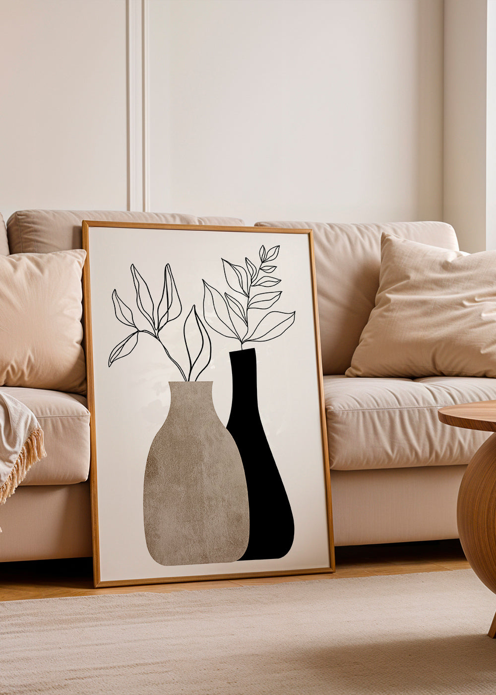 Botanisk plakat med minimalistiske vaser