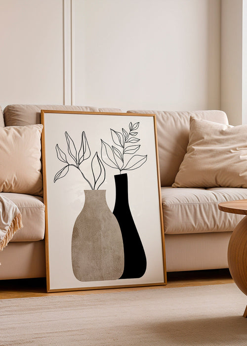Botanisk plakat med minimalistiske vaser