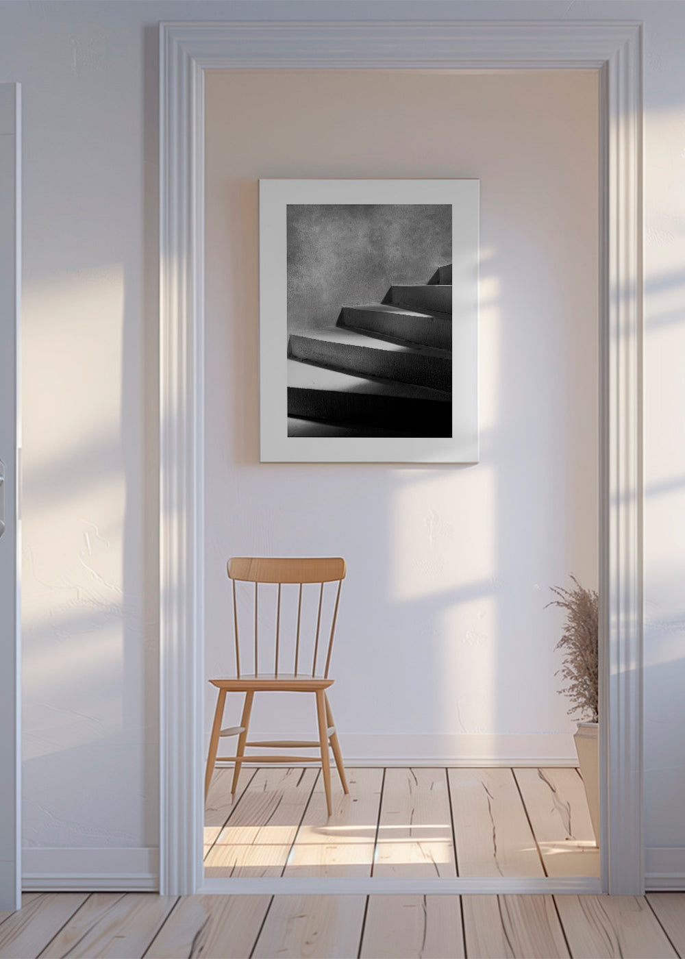Fotografi af trappe med lys og skygge