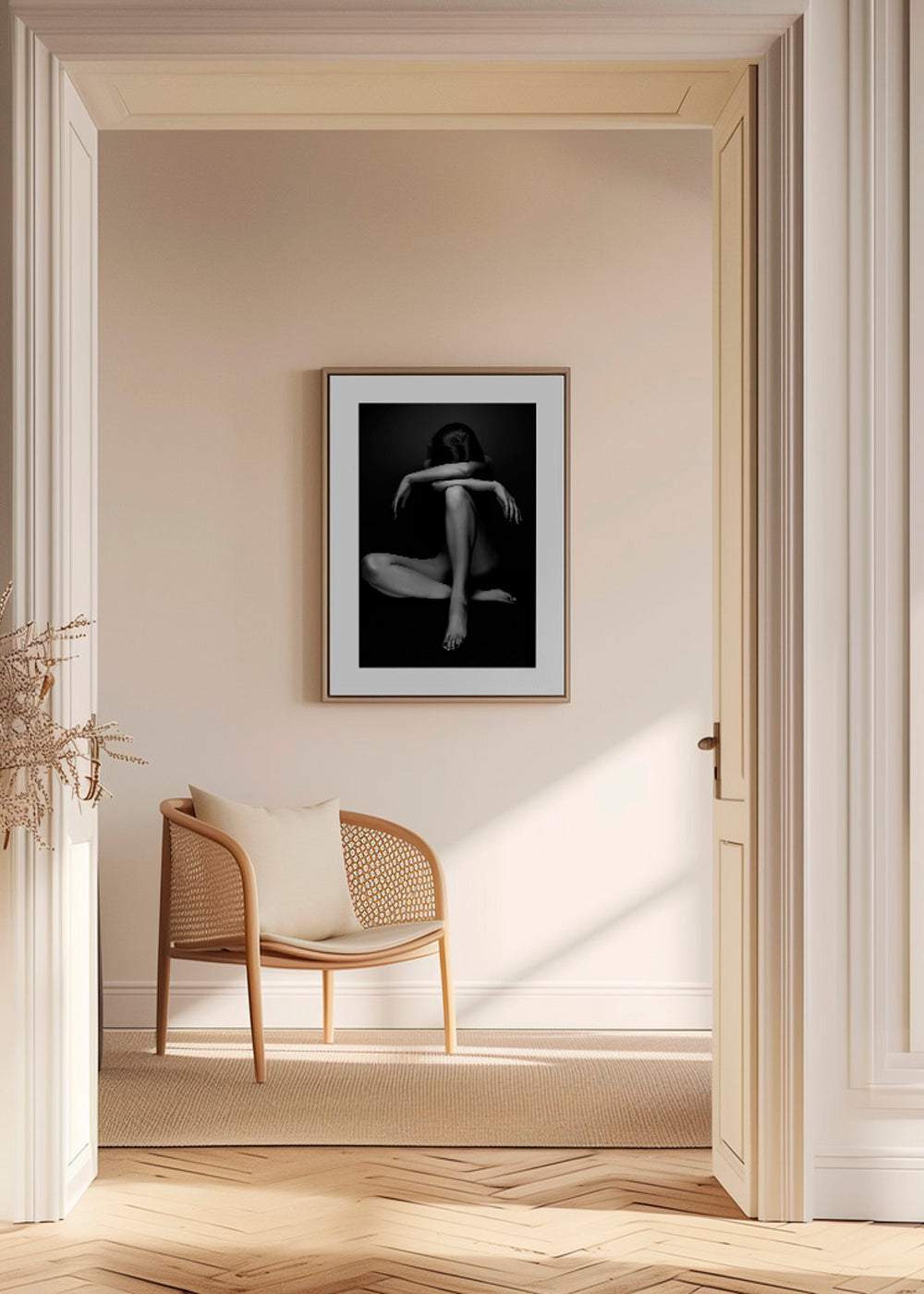 Fotografi af siddende figur i studie