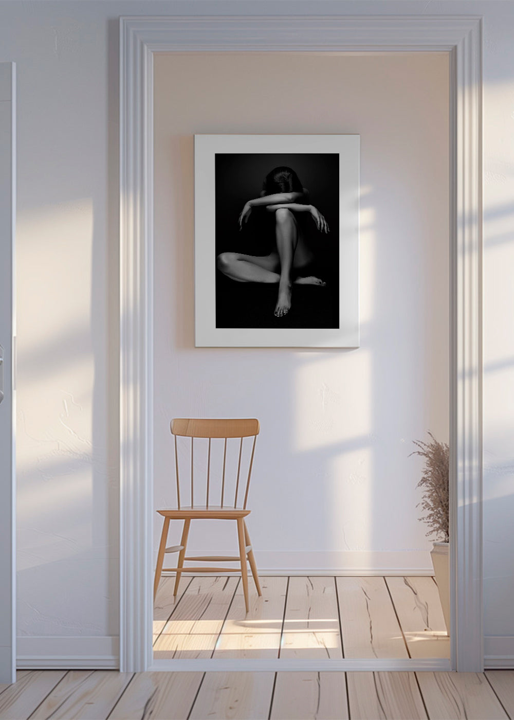 Fotografi af siddende figur i studie