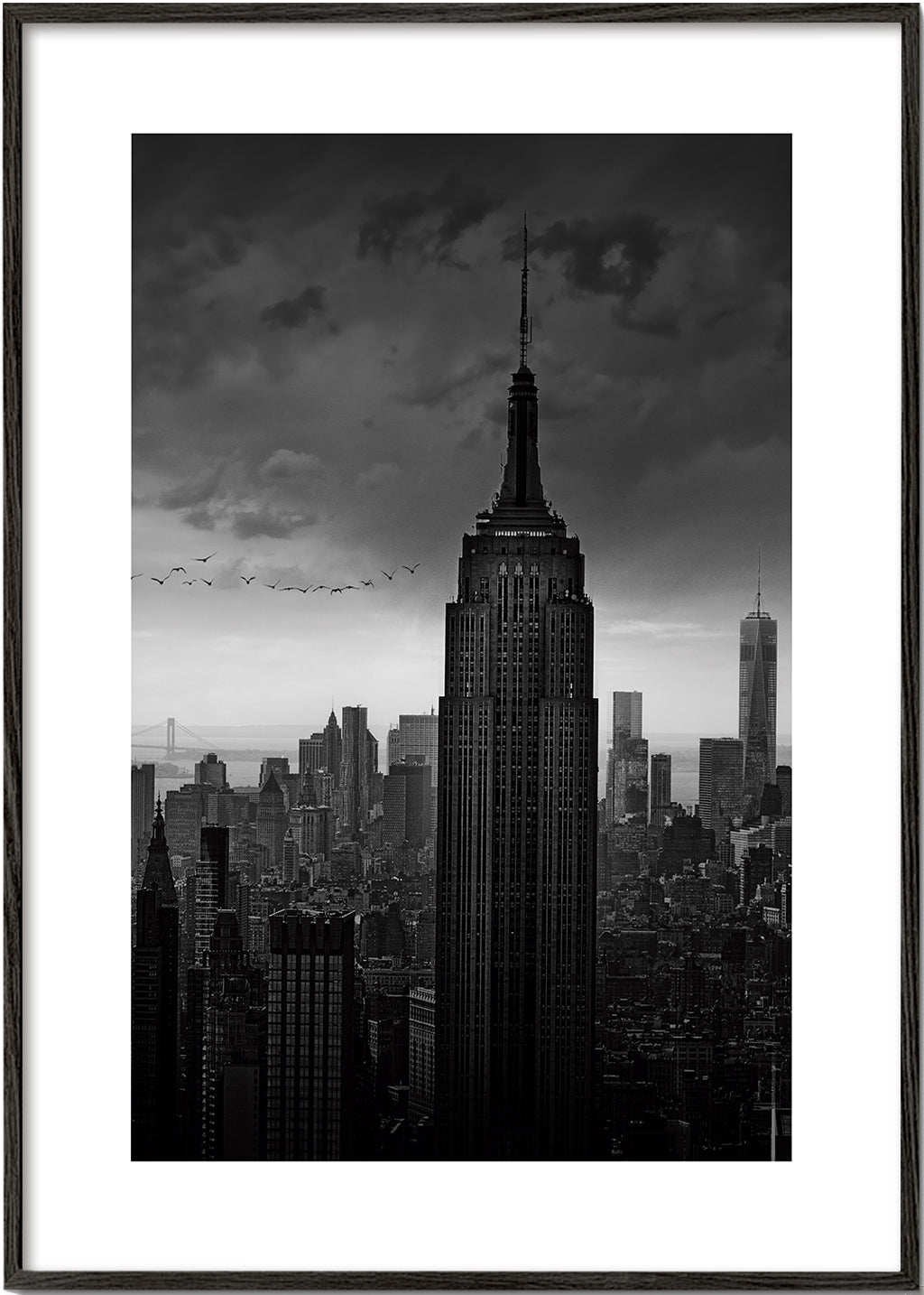Rejseplakat: Empire State sort-hvidt fotografi