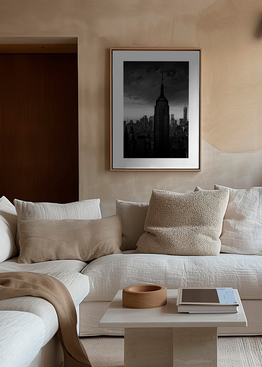 Rejseplakat: Empire State sort-hvidt fotografi