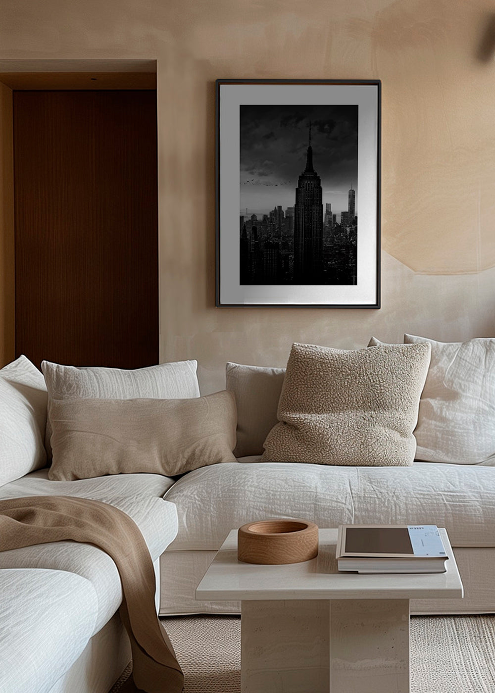 Rejseplakat: Empire State sort-hvidt fotografi