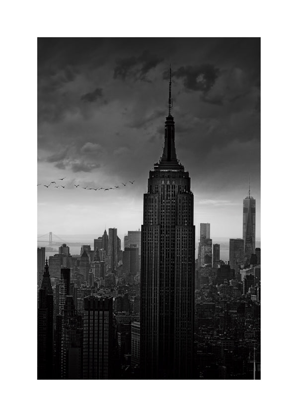 Rejseplakat: Empire State sort-hvidt fotografi