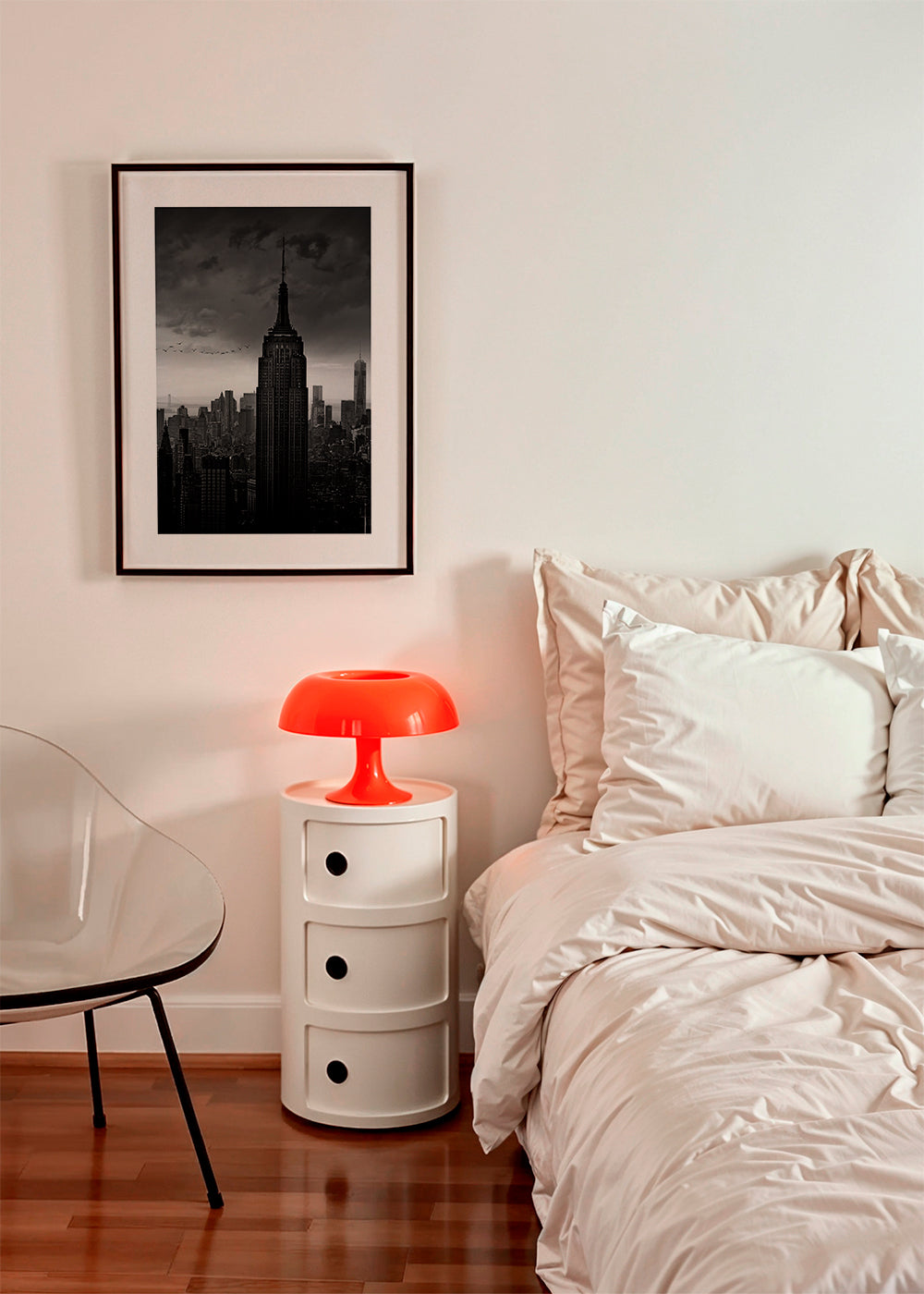Rejseplakat: Empire State sort-hvidt fotografi