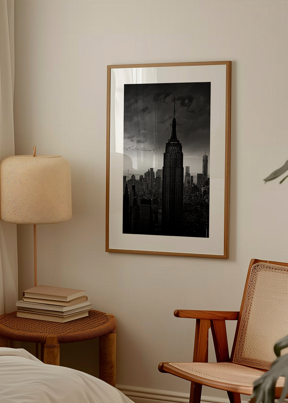 Rejseplakat: Empire State sort-hvidt fotografi