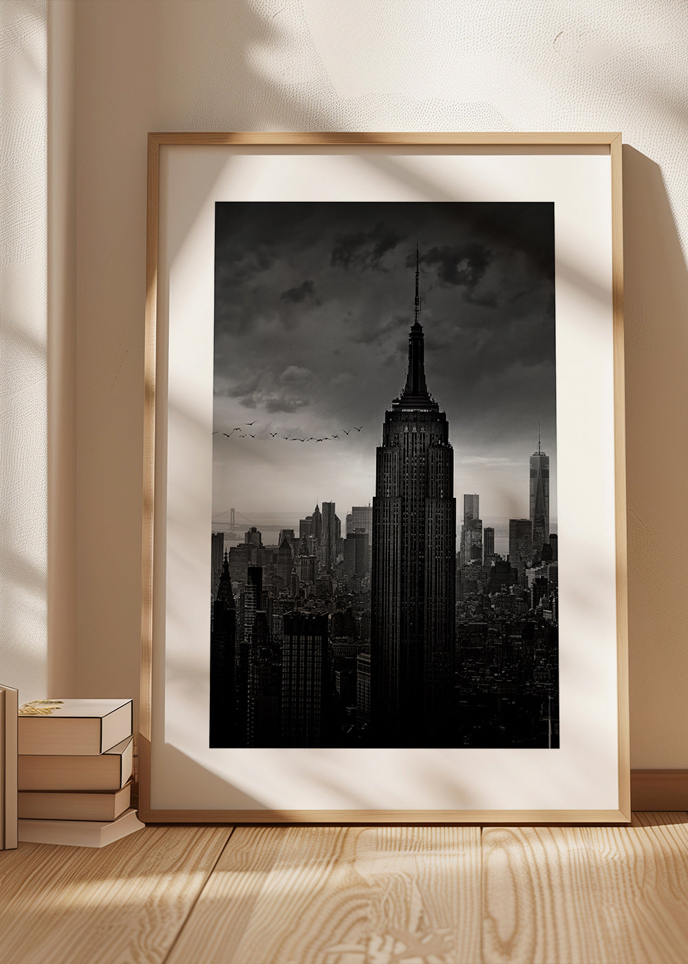 Rejseplakat: Empire State sort-hvidt fotografi