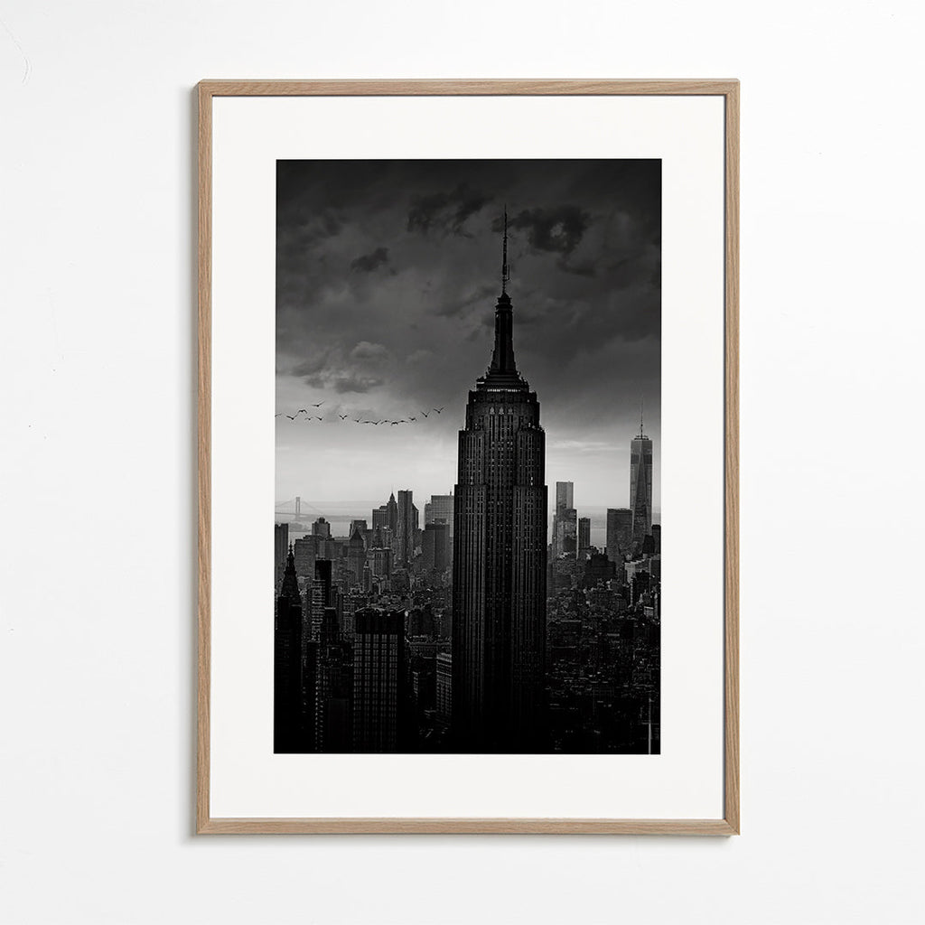 Rejseplakat: Empire State sort-hvidt fotografi
