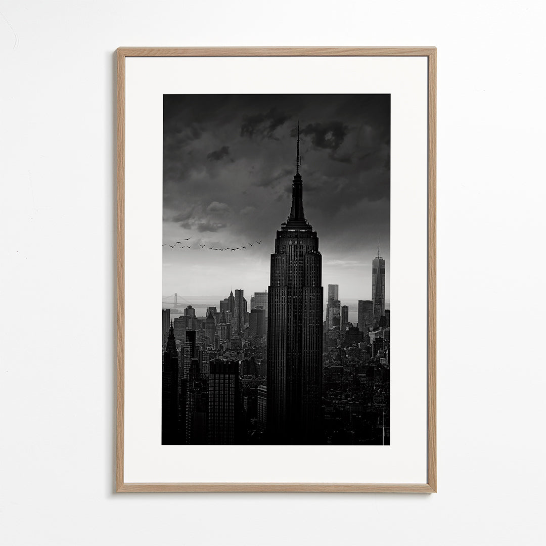 Rejseplakat: Empire State sort-hvidt fotografi