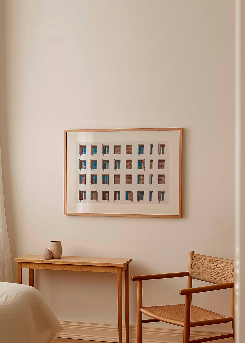 Køkkenkunst: geometrisk facade med gentagne vinduer