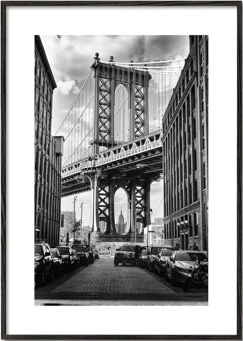 Byplakat Manhattan Bridge sort-hvid