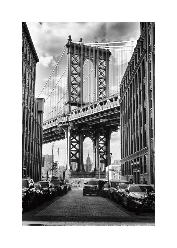 Byplakat Manhattan Bridge sort-hvid