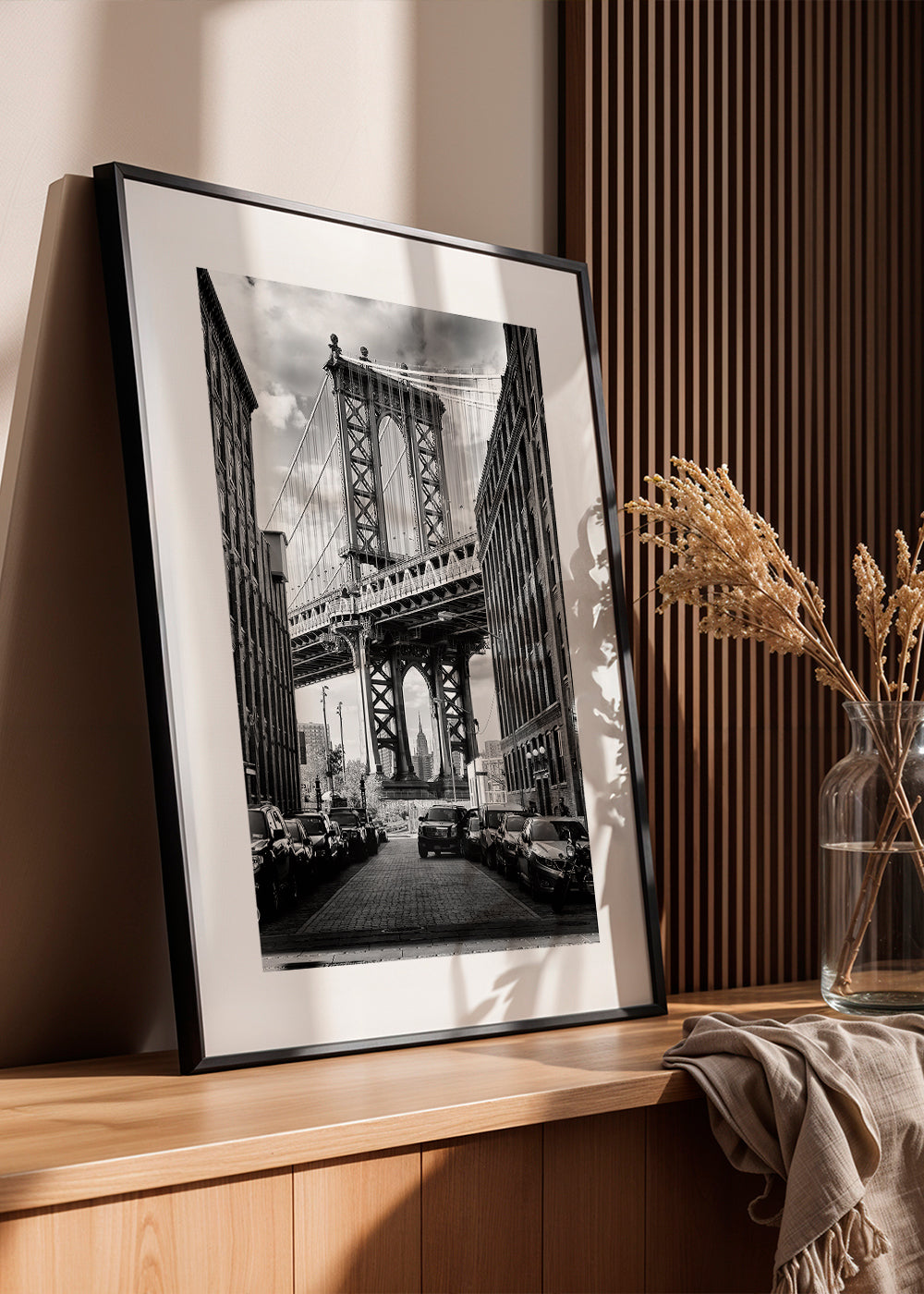 Byplakat Manhattan Bridge sort-hvid