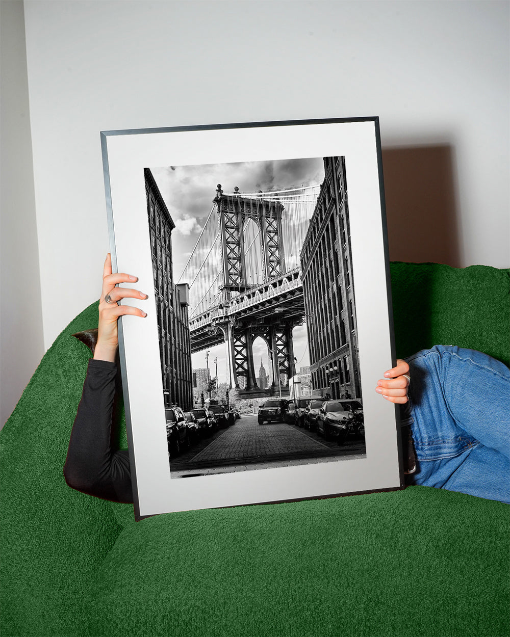 Byplakat Manhattan Bridge sort-hvid