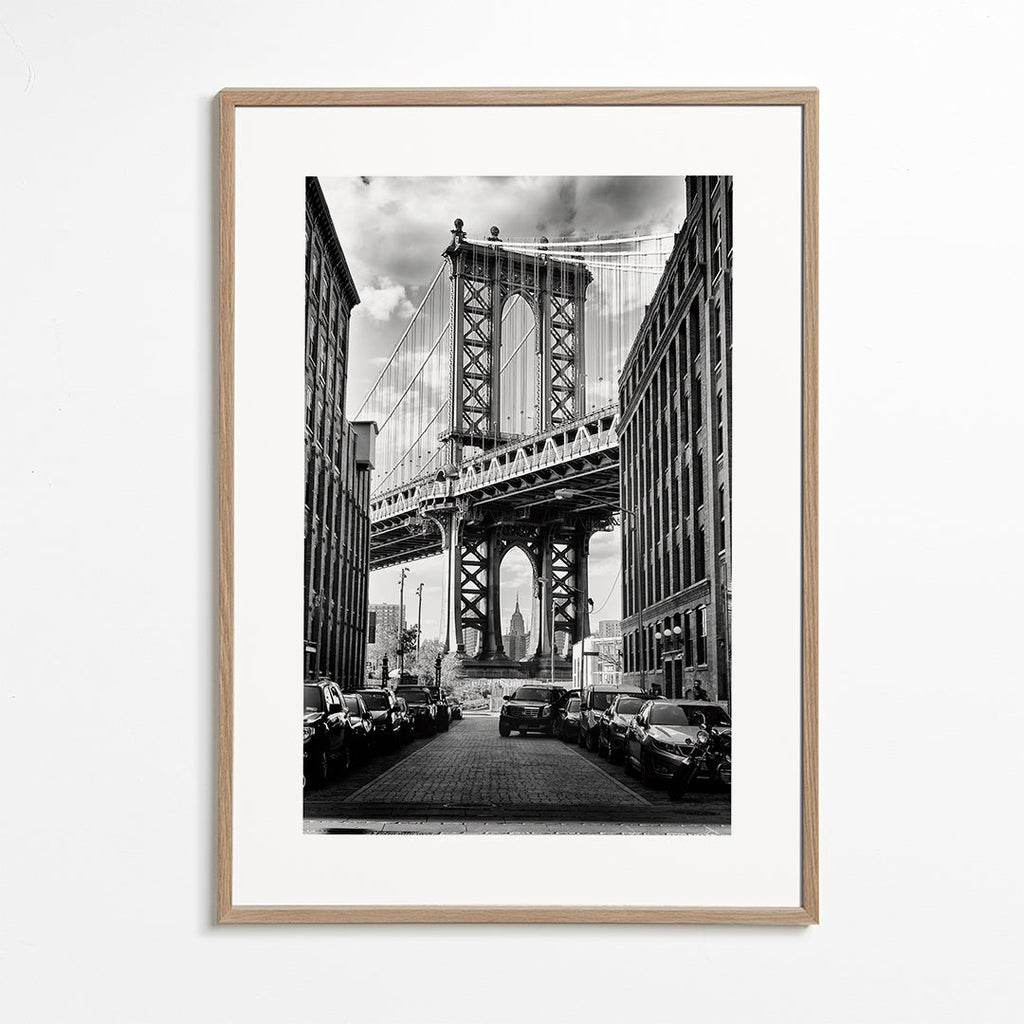 Byplakat Manhattan Bridge sort-hvid