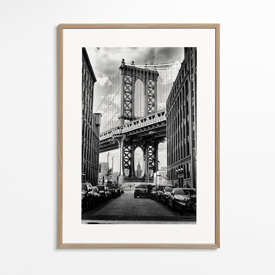 Byplakat Manhattan Bridge sort-hvid