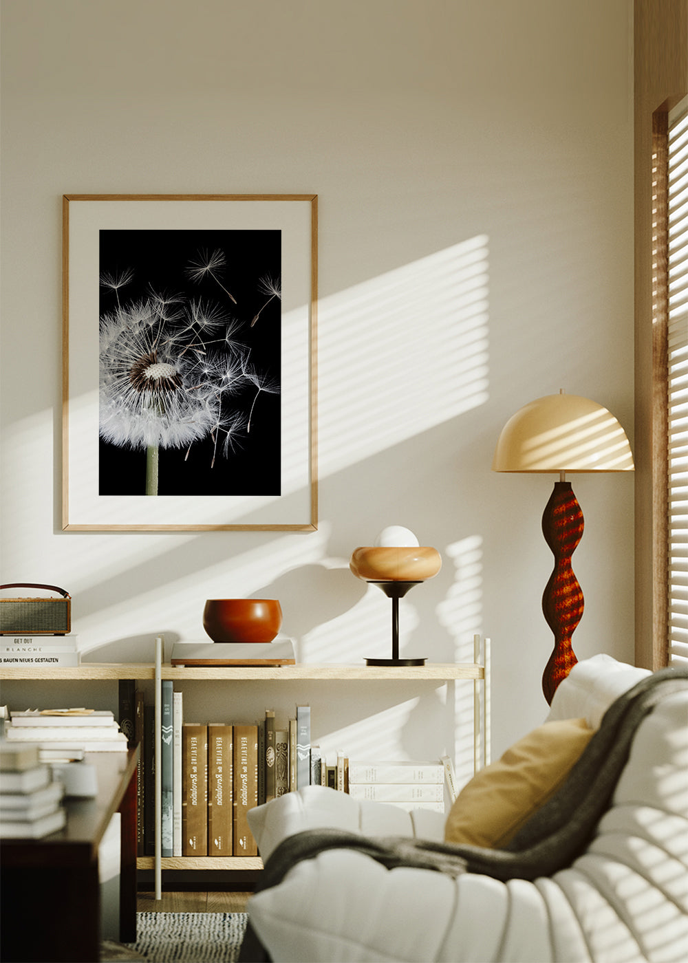 Botanisk plakat: mælkebøtte makro