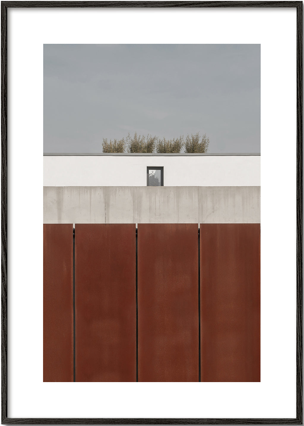 Minimalistisk plakat med rustne paneler