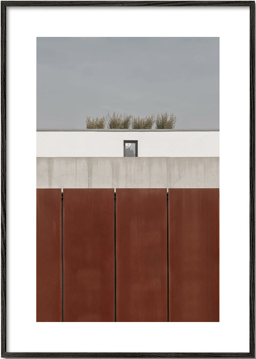 Minimalistisk plakat med rustne paneler