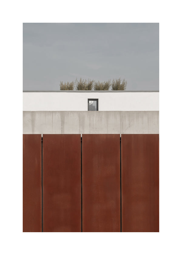 Minimalistisk plakat med rustne paneler