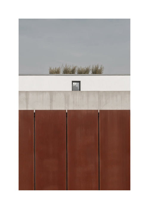 Minimalistisk plakat med rustne paneler