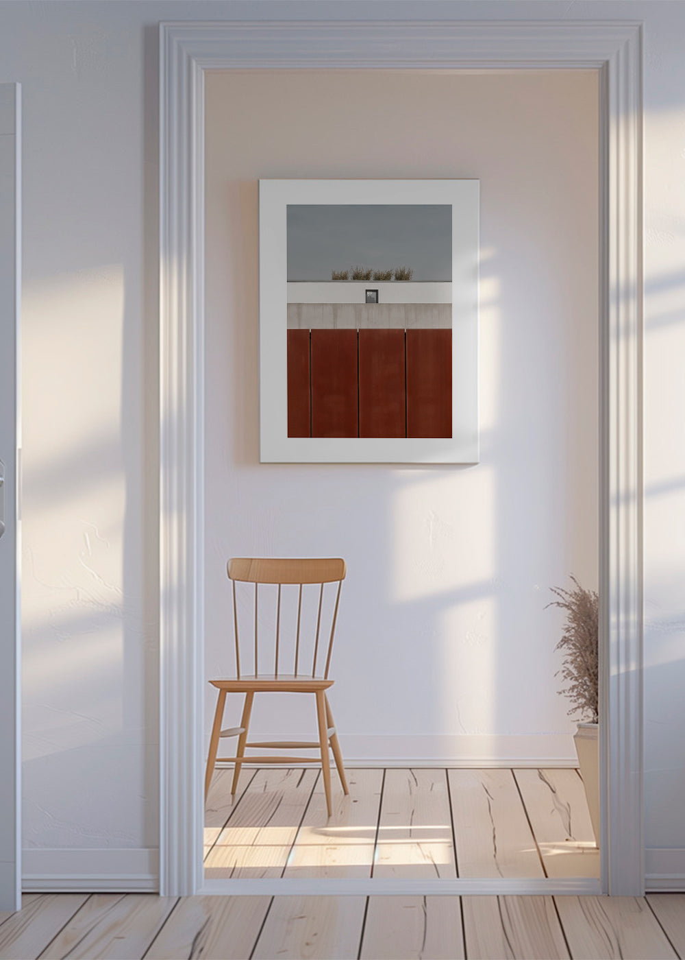 Minimalistisk plakat med rustne paneler