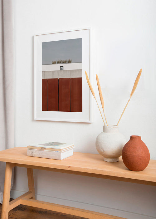 Minimalistisk plakat med rustne paneler