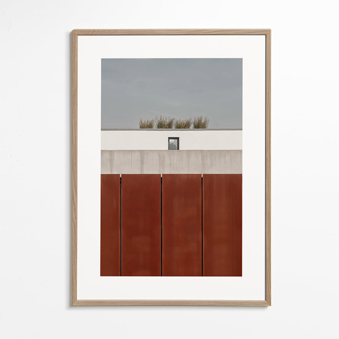 Minimalistisk plakat med rustne paneler