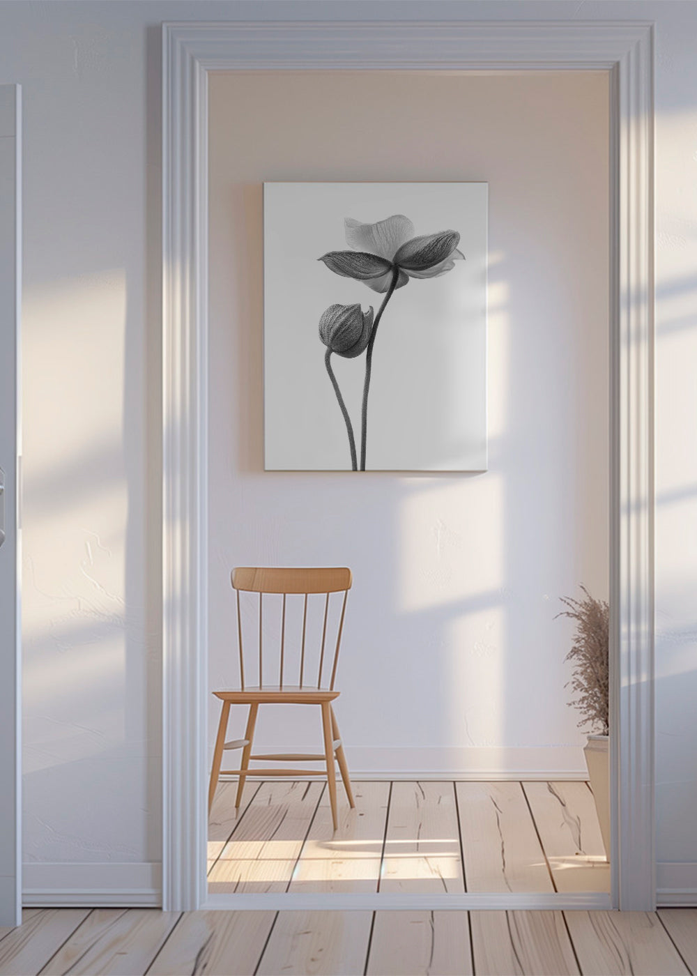 Botanisk plakat i sort-hvid