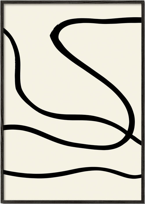 Minimalistisk plakat med sorte linjer på beige
